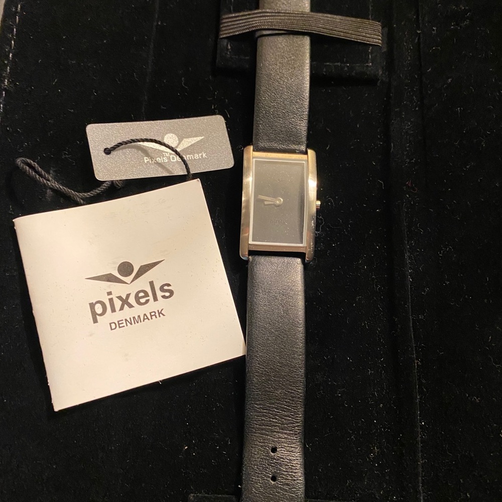 Black leather watch